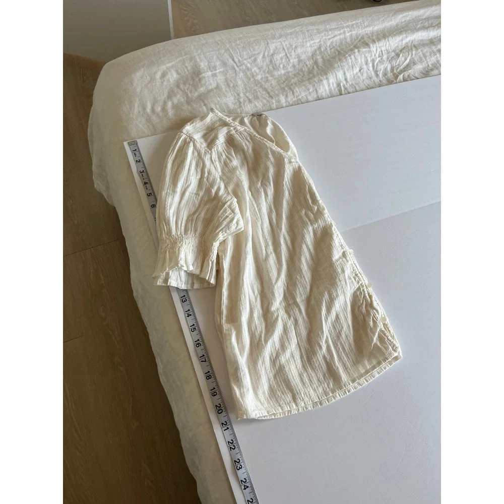 LOFT Womens Top White M Boho Cottage Coastal Vacation Minimalist - Picture 7 of 8